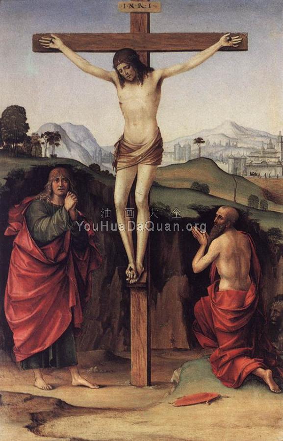 Crucifixion with Sts John and Jerome - 弗朗切斯科·弗朗西亚
